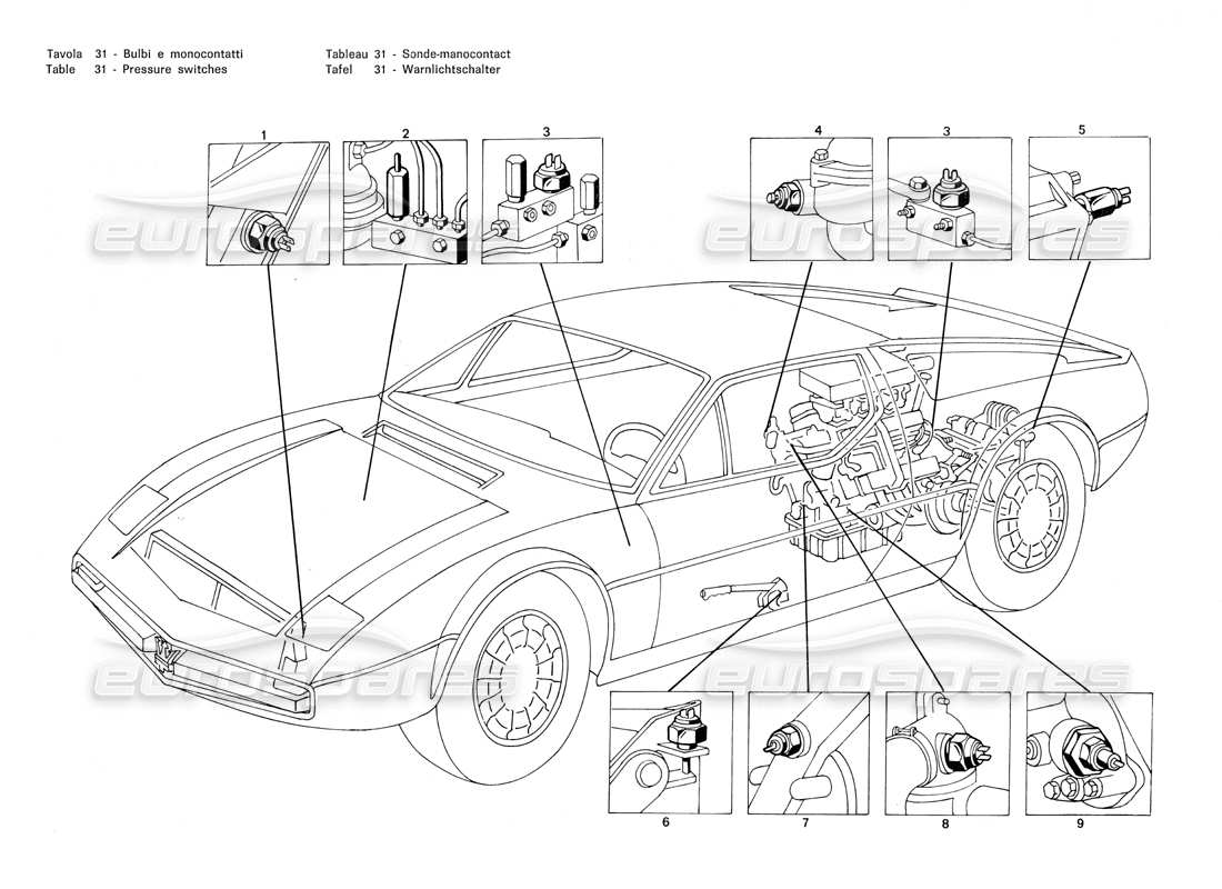 eine teilezeichnung aus dem maserati merak 3.0 teilekatalog