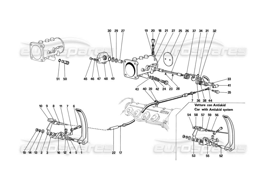 eine teilezeichnung aus dem ferrari mondial 3.2 qv (1987) teilekatalog