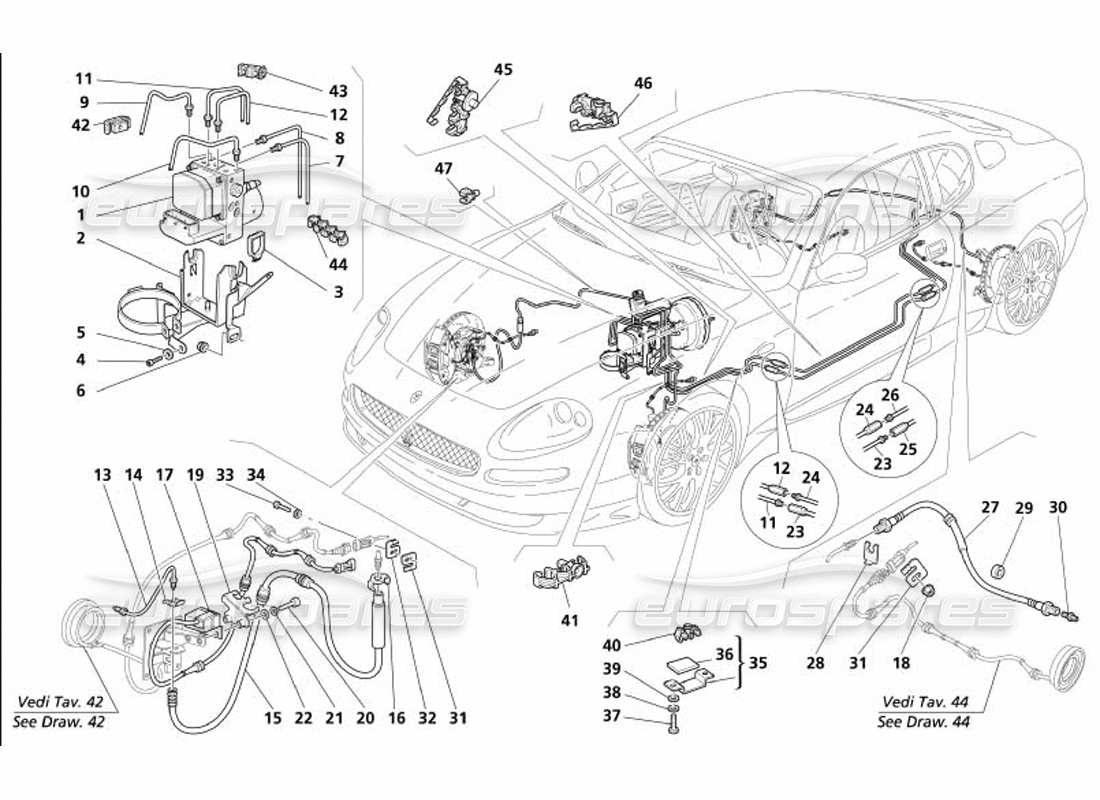 maserati 4200 gransport (2005) bremssystem -nicht für gd- teilediagramm