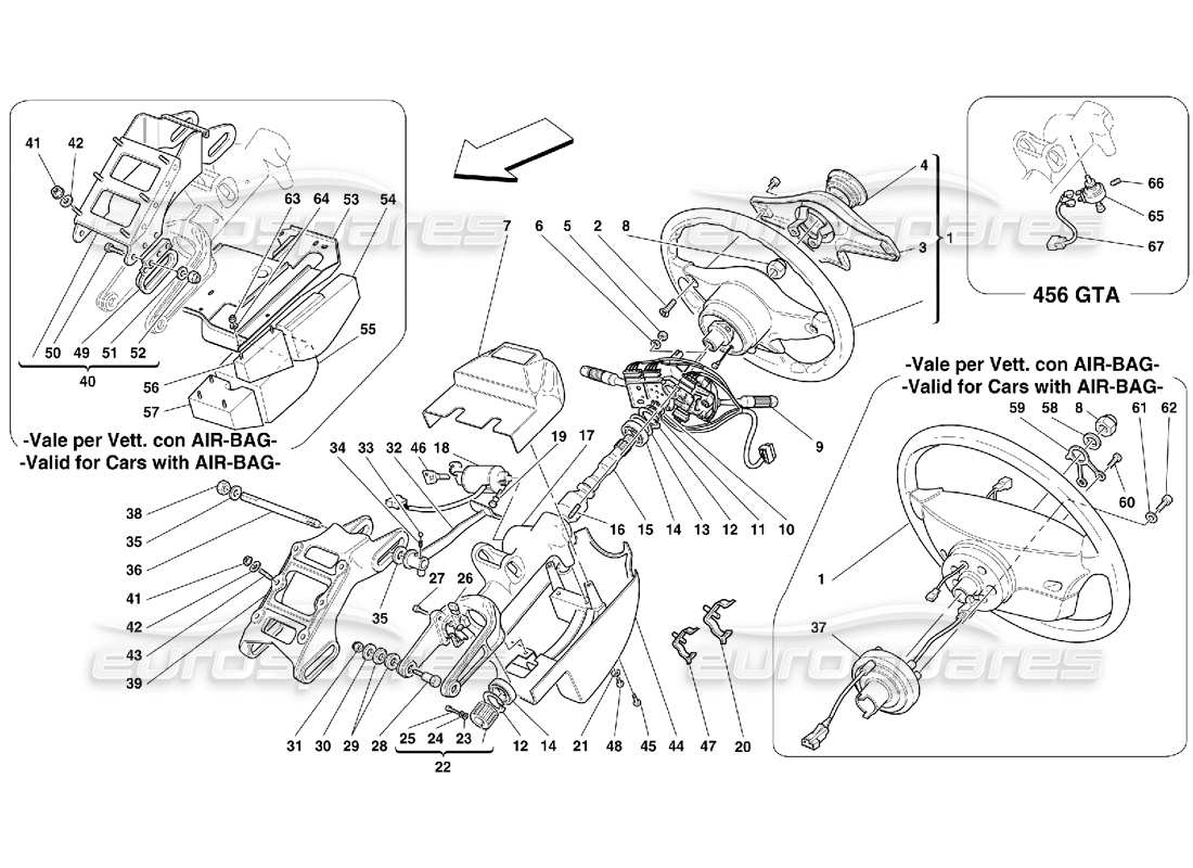 ferrari 456 gt/gta lenksäule ersatzteildiagramm