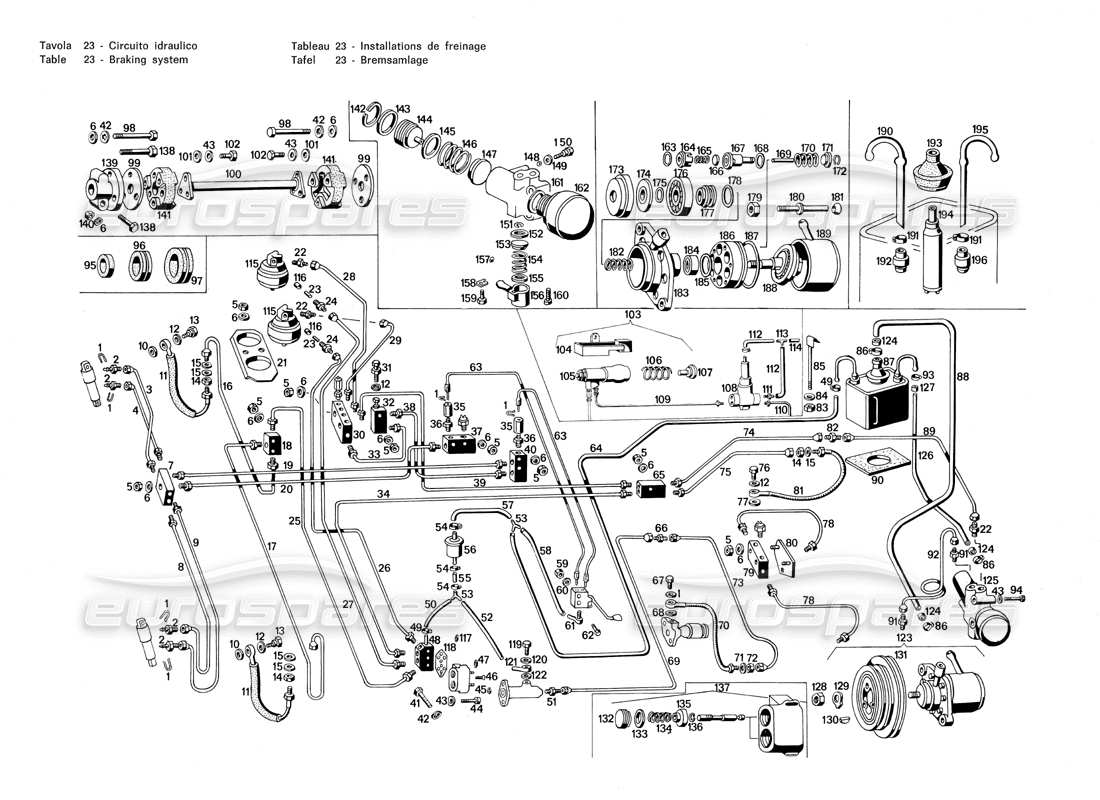 maserati merak 3.0 bremssystem teilediagramm