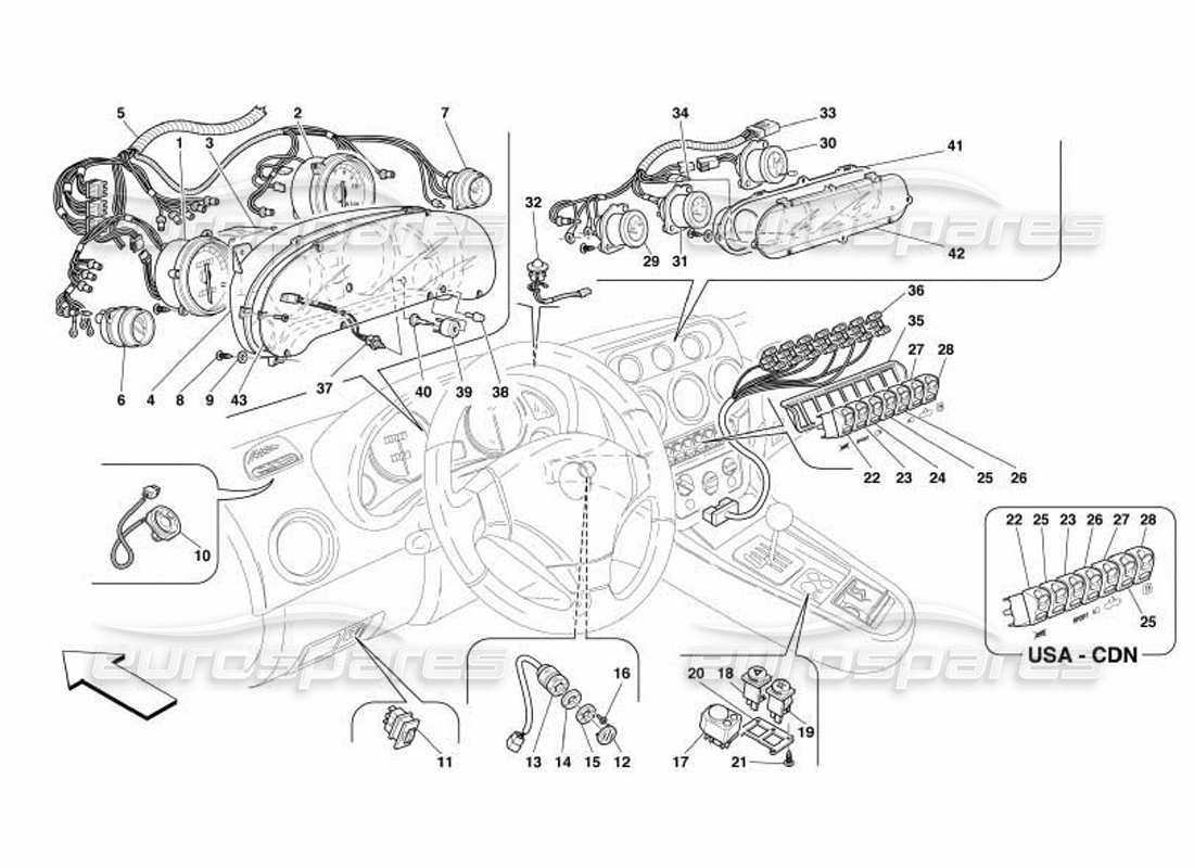 ferrari 550 barchetta instrumente teilediagramm