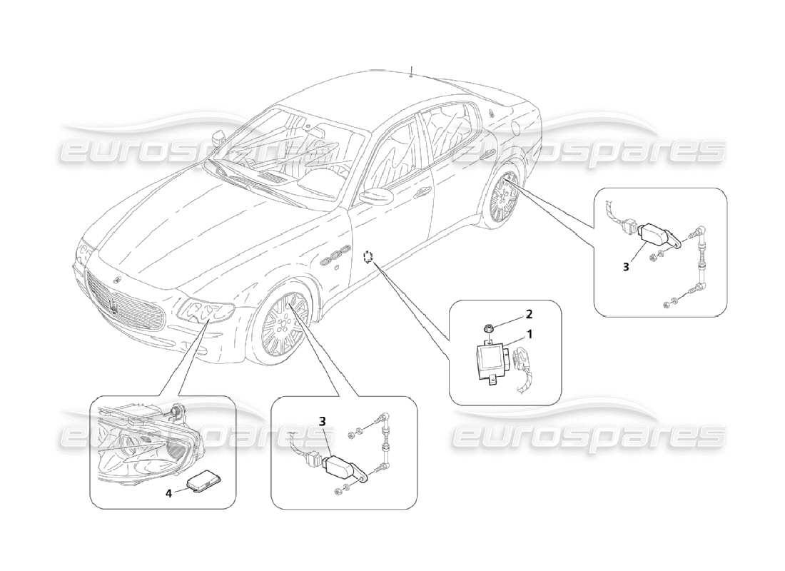 maserati qtp. (2006) 4.2 steuerung des scheinwerfersystems teilediagramm