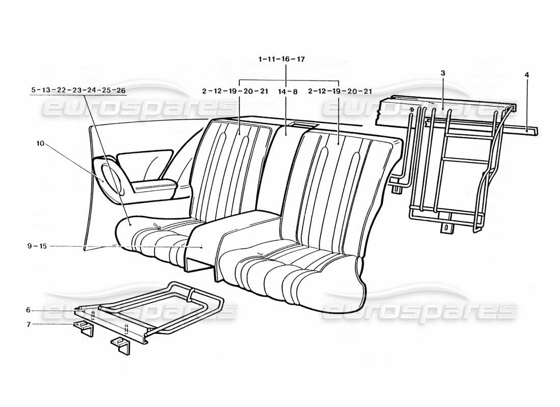 ferrari 400 gt / 400i (coachwork) rücksitze ersatzteildiagramm