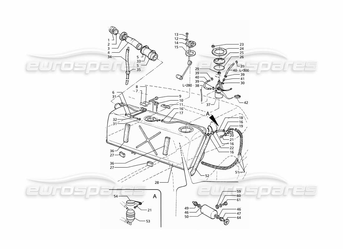 maserati ghibli 2.8 gt (variante) kraftstofftank teilediagramm