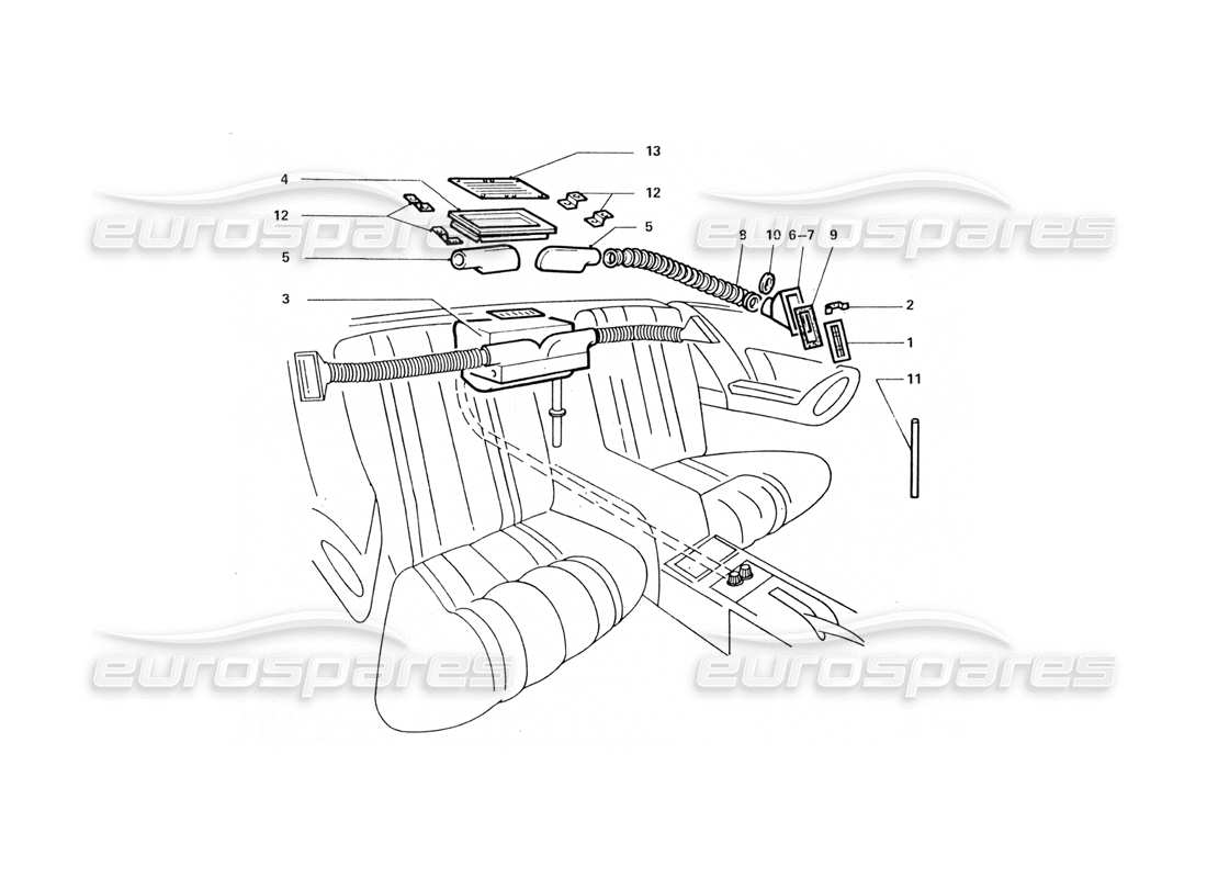 ferrari 412 (coachwork) teilediagramm der inneren hinteren klimaanlage