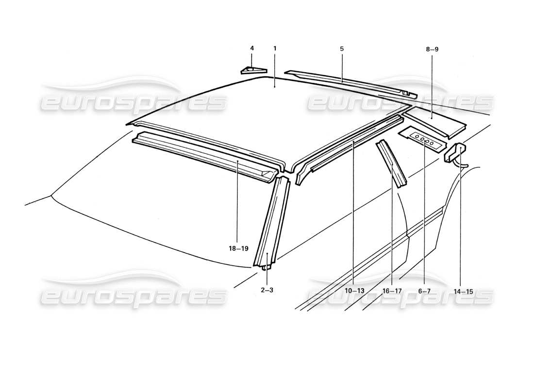ferrari 412 (coachwork) teilediagramm für dachpaneele