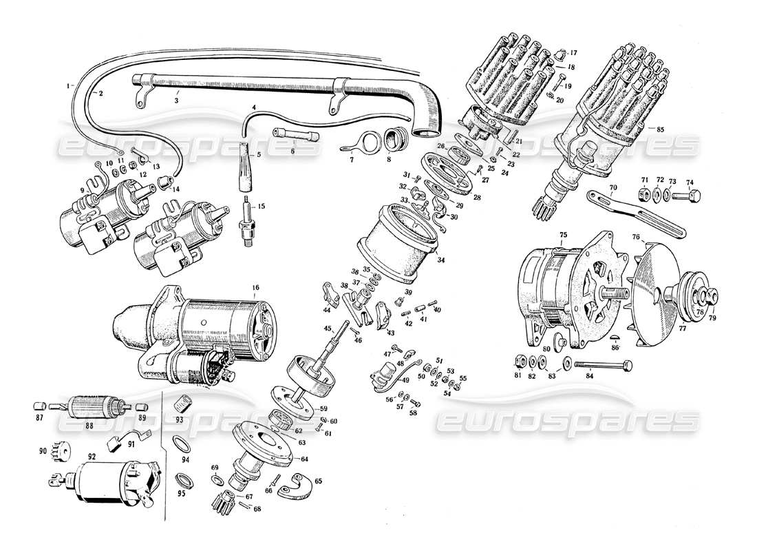 maserati mistral 3.7 elektrische ausrüstung - motor teilediagramm