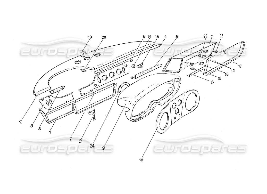ferrari 365 gt 2+2 (coachwork) armaturenbrett-teilediagramm