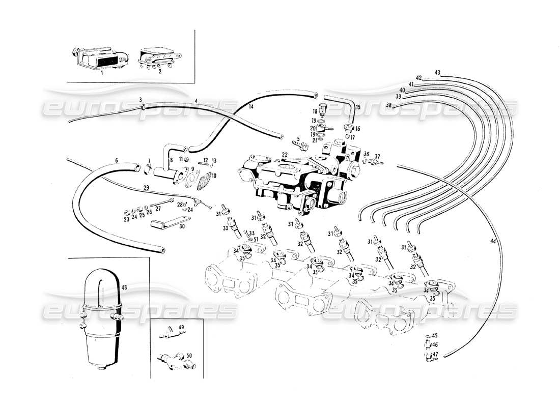 maserati mistral 3.7 injektionsausrüstung teilediagramm