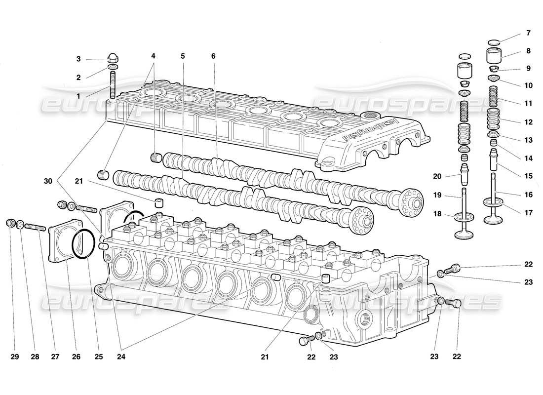 lamborghini diablo vt (1994) linker zylinderkopf teilediagramm