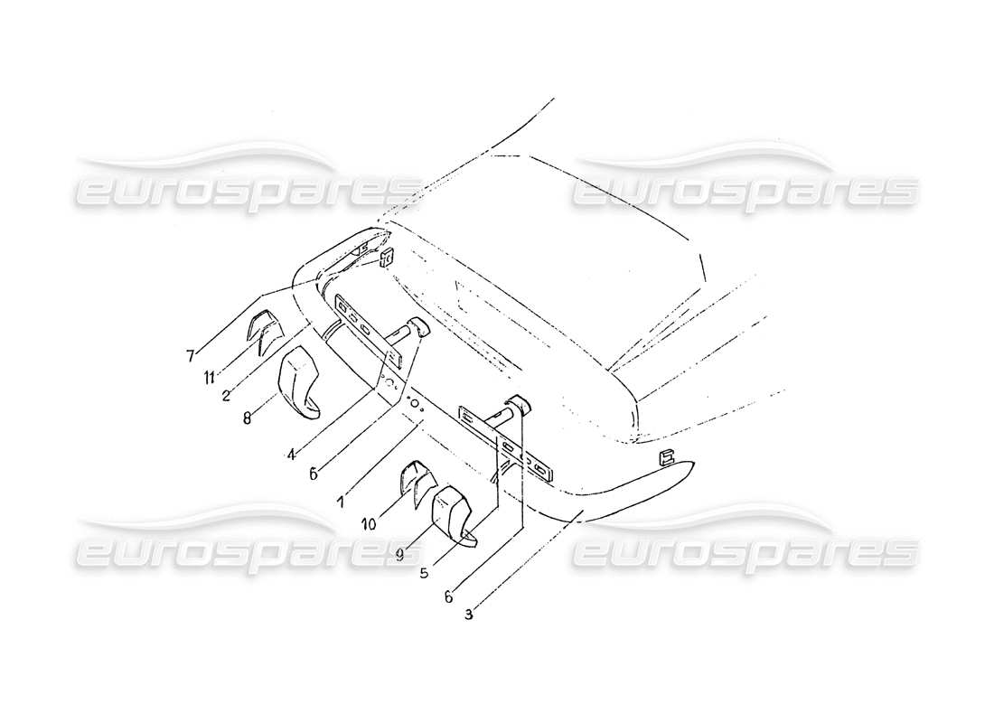 ferrari 365 gt 2+2 (coachwork) teilediagramm für hintere stoßstangen