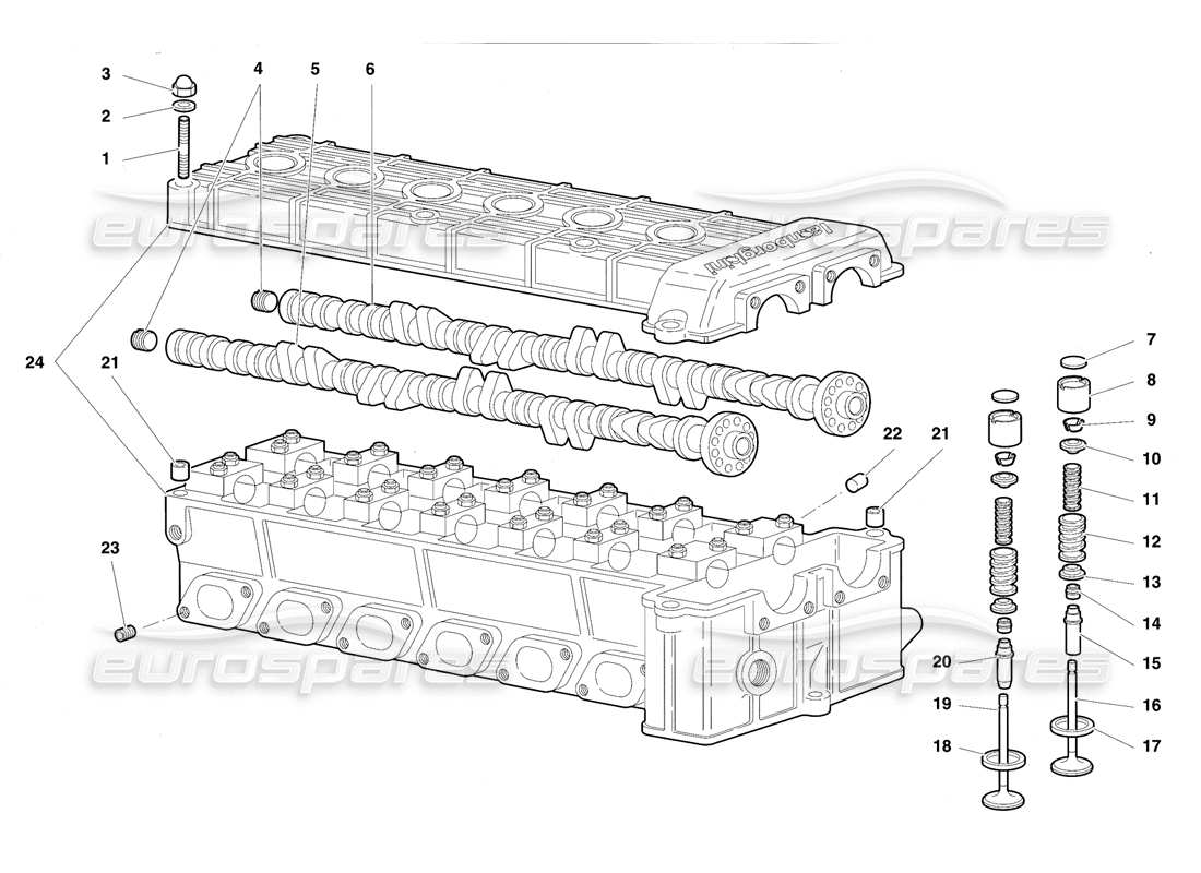 lamborghini diablo vt (1994) rechter zylinderkopf teilediagramm