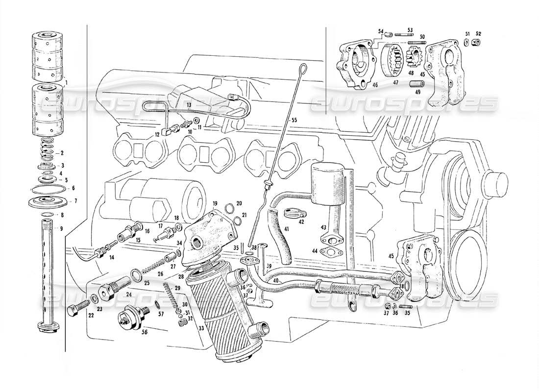 maserati mistral 3.7 motorschmierung teilediagramm