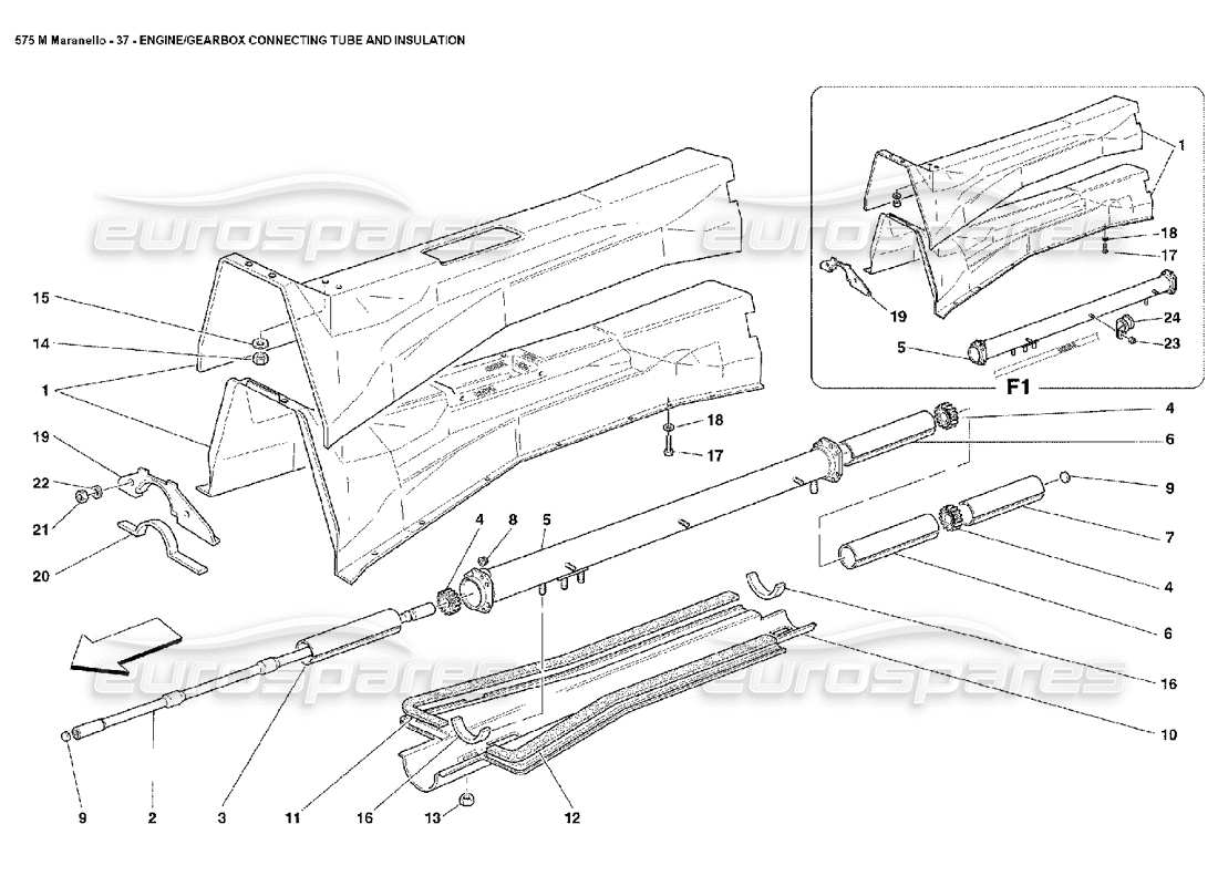 ferrari 575m maranello motor-getriebe-verbindungsrohr und isolierungsteildiagramm