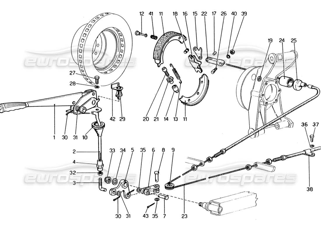 ferrari 365 gt4 2+2 (1973) handbremssteuerung teilediagramm