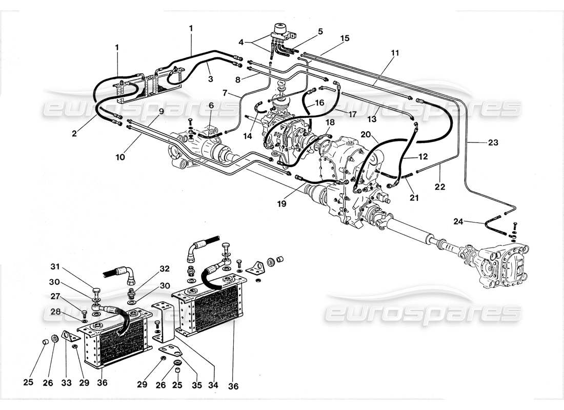 lamborghini lm002 (1988) getriebeölsystem teilediagramm