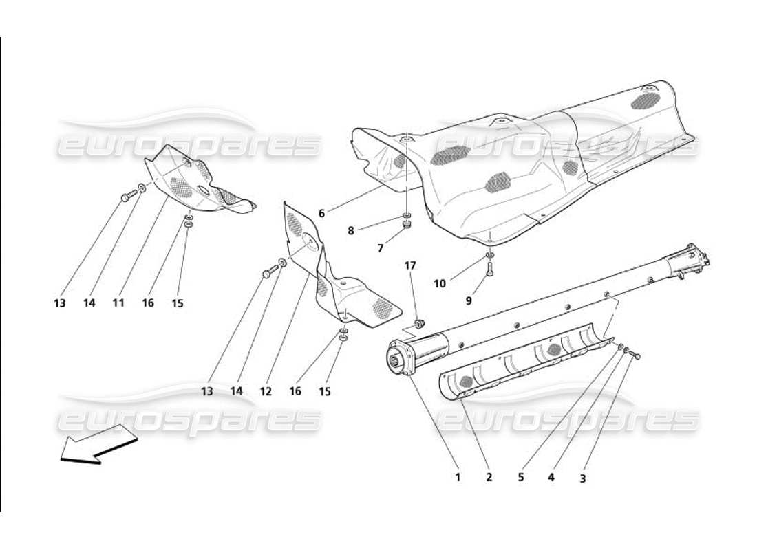 maserati 4200 coupe (2005) teilediagramm für motor-getriebe-verbindungsrohr und isolierungen