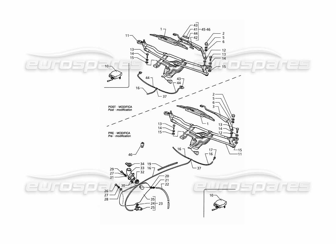 maserati qtp. 3.2 v8 (1999) teilediagramm für scheibe (linksantrieb).