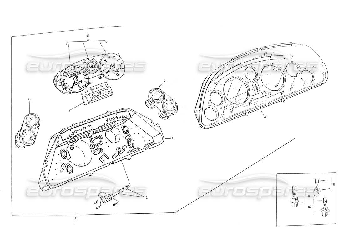 maserati ghibli 2.8 (non abs) instrumententafel teilediagramm