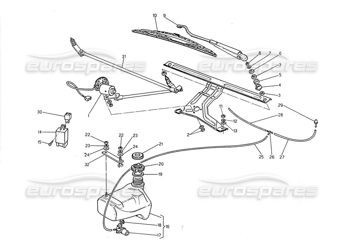 maserati 2.24v scheibenwischer - scheibe - teilediagramm