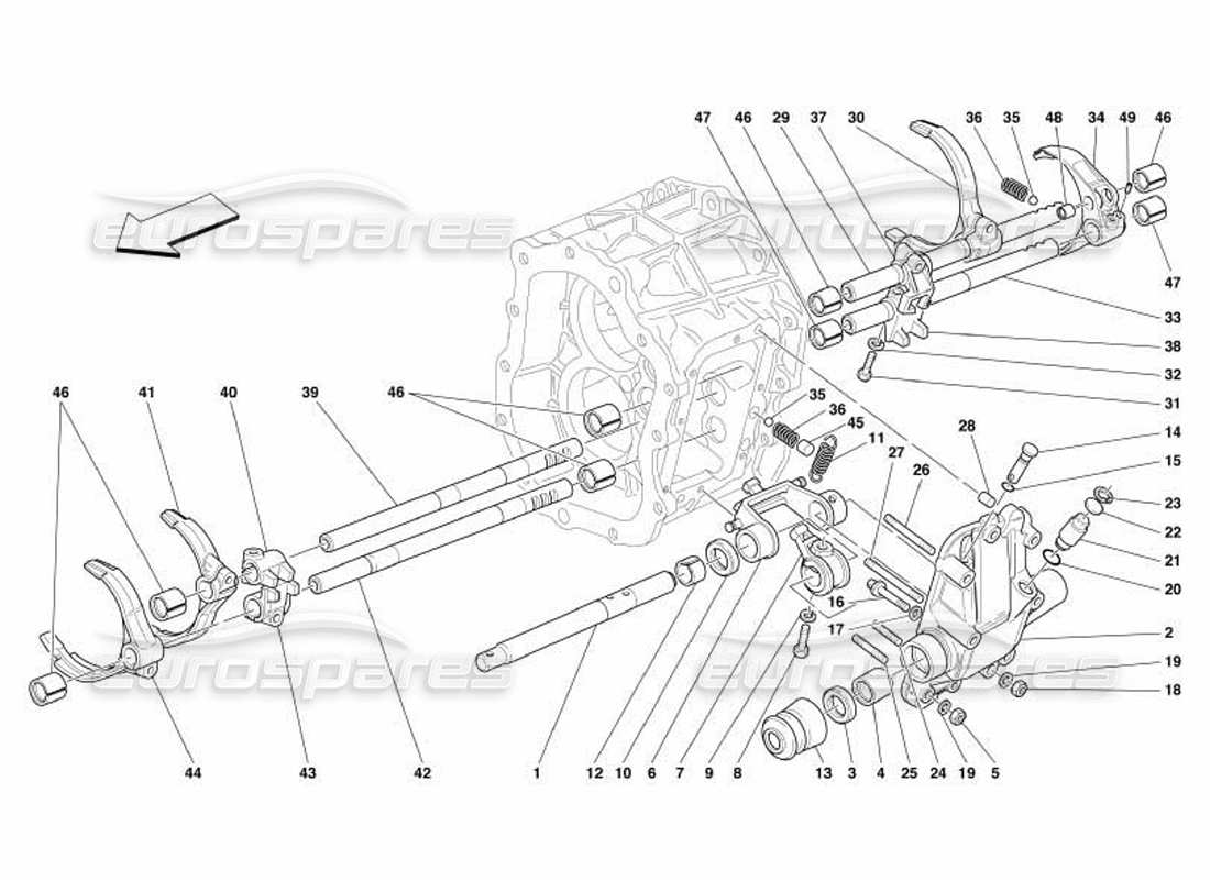 ferrari 550 barchetta teilediagramm für die internen getriebesteuerungen