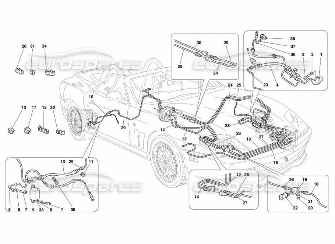 ferrari 550 barchetta bremssystem -gültig für gd- teilediagramm
