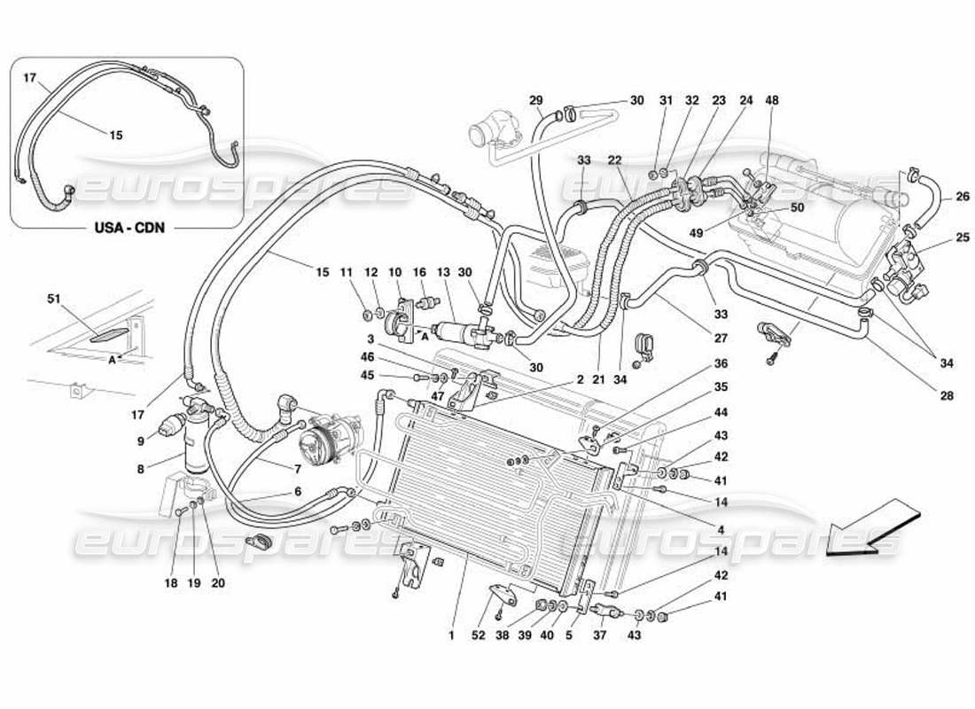ferrari 550 barchetta teilediagramm der klimaanlage