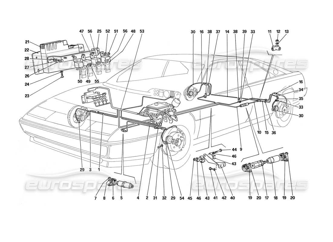 ferrari mondial 3.2 qv (1987) teilediagramm des anti-rutsch-systems