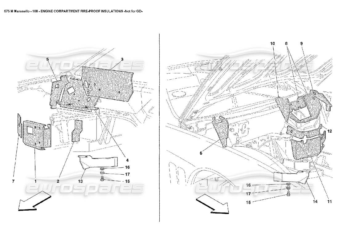 ferrari 575m maranello feuerfeste isolierungen für den motorraum (nicht für gd) teilediagramm