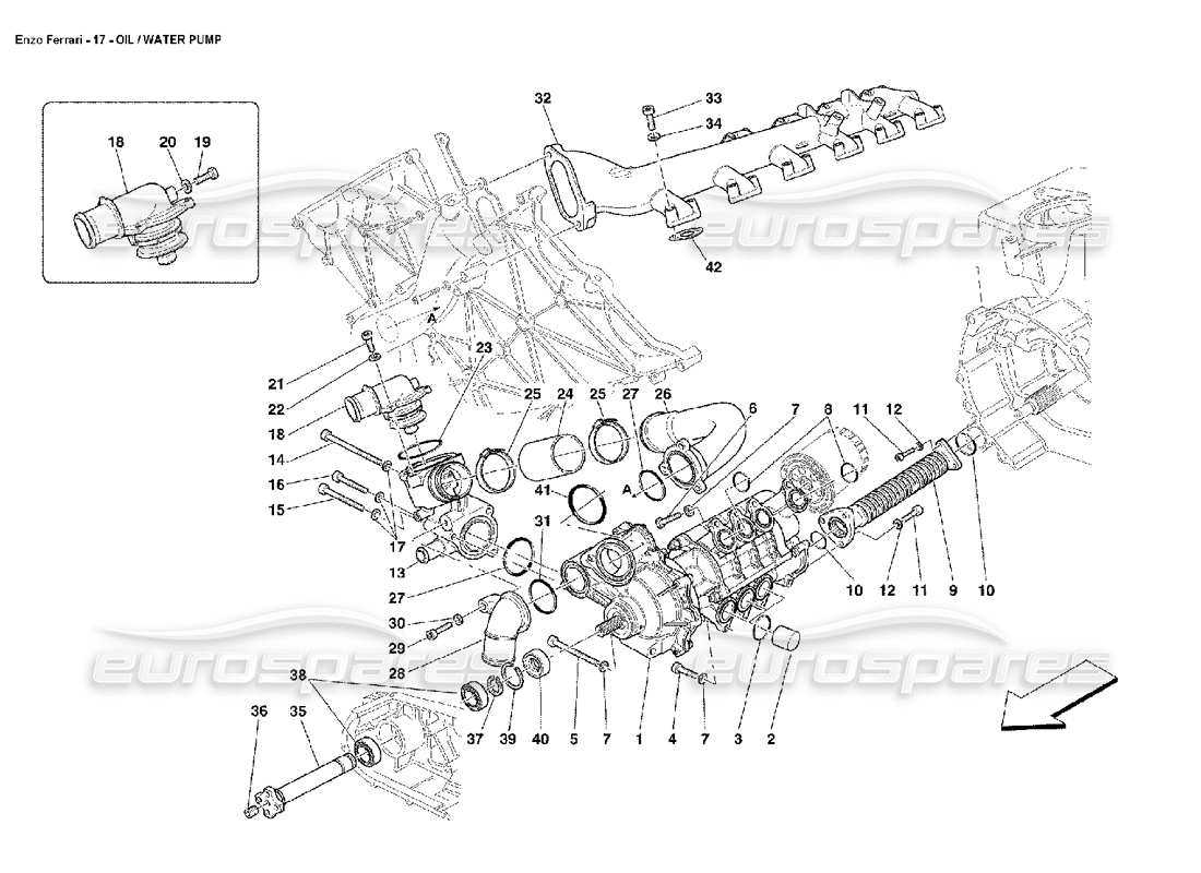 FERRARI ENZO ÖL-WASSER-PUMPE TEILEDIAGRAMM ferrari enzo öl-wasser-pumpe teilediagramm