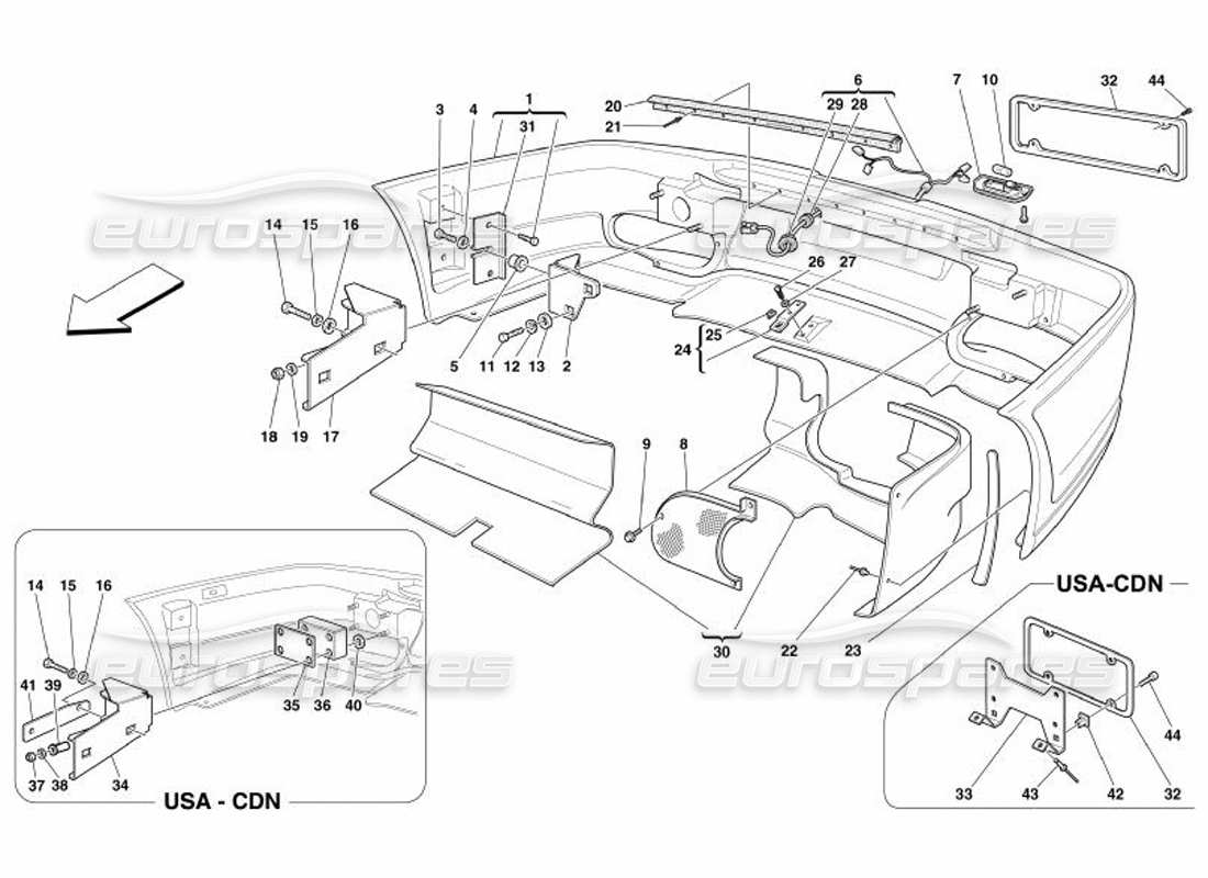 ferrari 575 superamerica hintere stoßstange teilediagramm