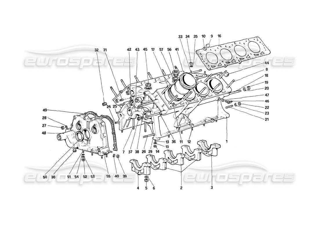 ferrari 208 turbo (1982) kurbelgehäuse-teilediagramm