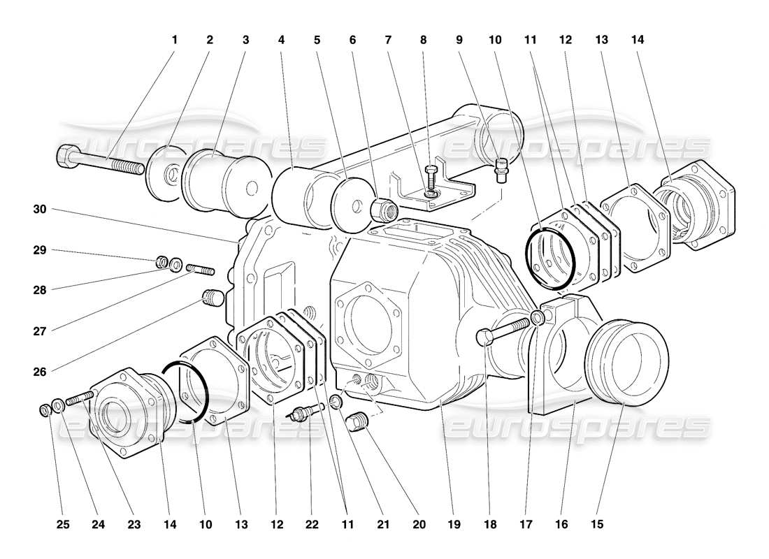 lamborghini diablo vt (1994) vorderes differentialgehäuse teilediagramm