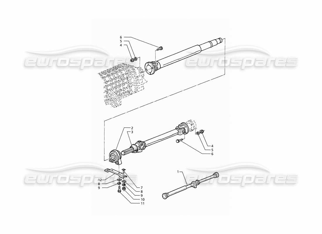 maserati ghibli 2.8 (abs) propellerwelle und träger teilediagramm