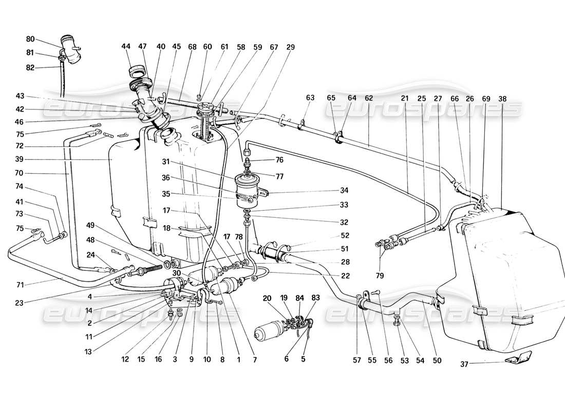 ferrari 328 (1988) teilediagramm für kraftstoffpumpe und -leitungen
