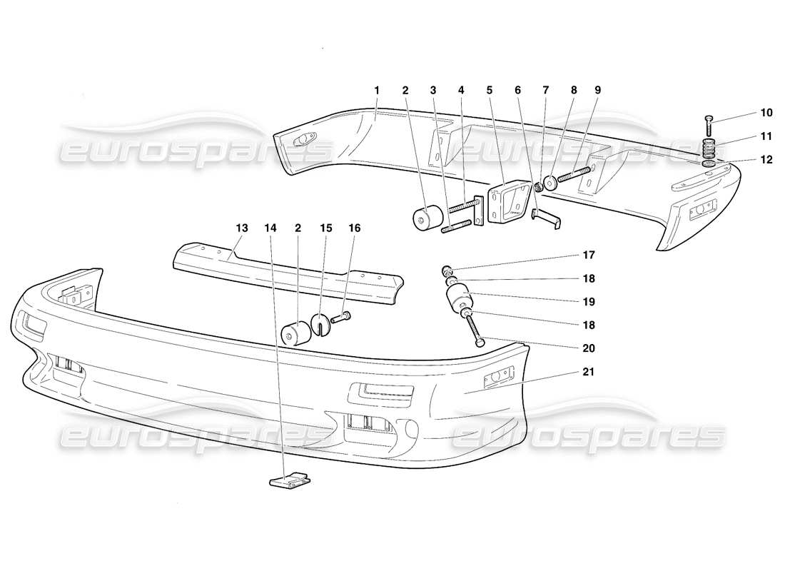 lamborghini diablo vt (1994) stoßfänger (gültig für australien - rh d. version - april 1994) teilediagramm