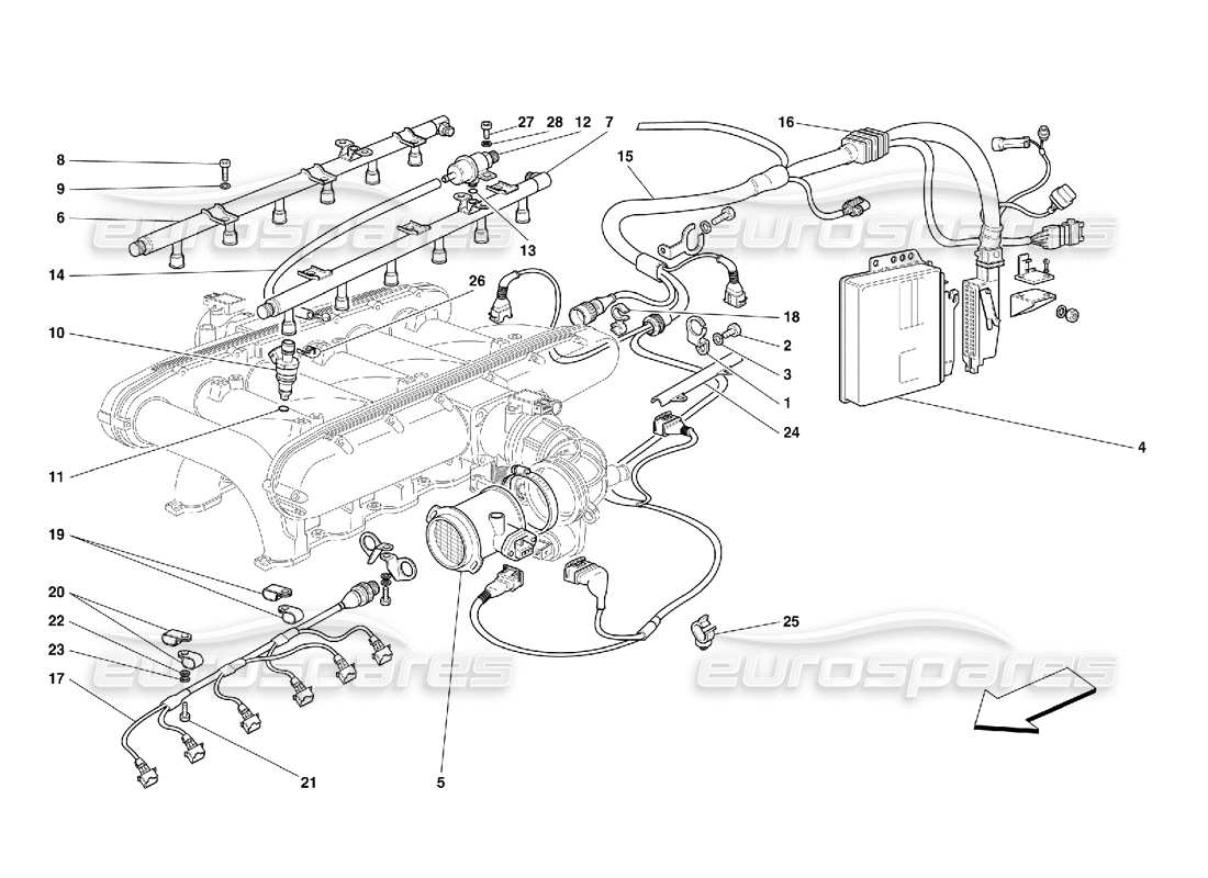 ferrari 456 gt/gta teilediagramm des injektionsgeräts