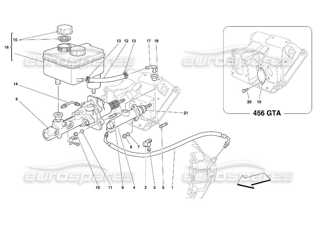 ferrari 456 gt/gta hydrauliksystem für bremse und kupplung - gültig für gd-teilediagramm