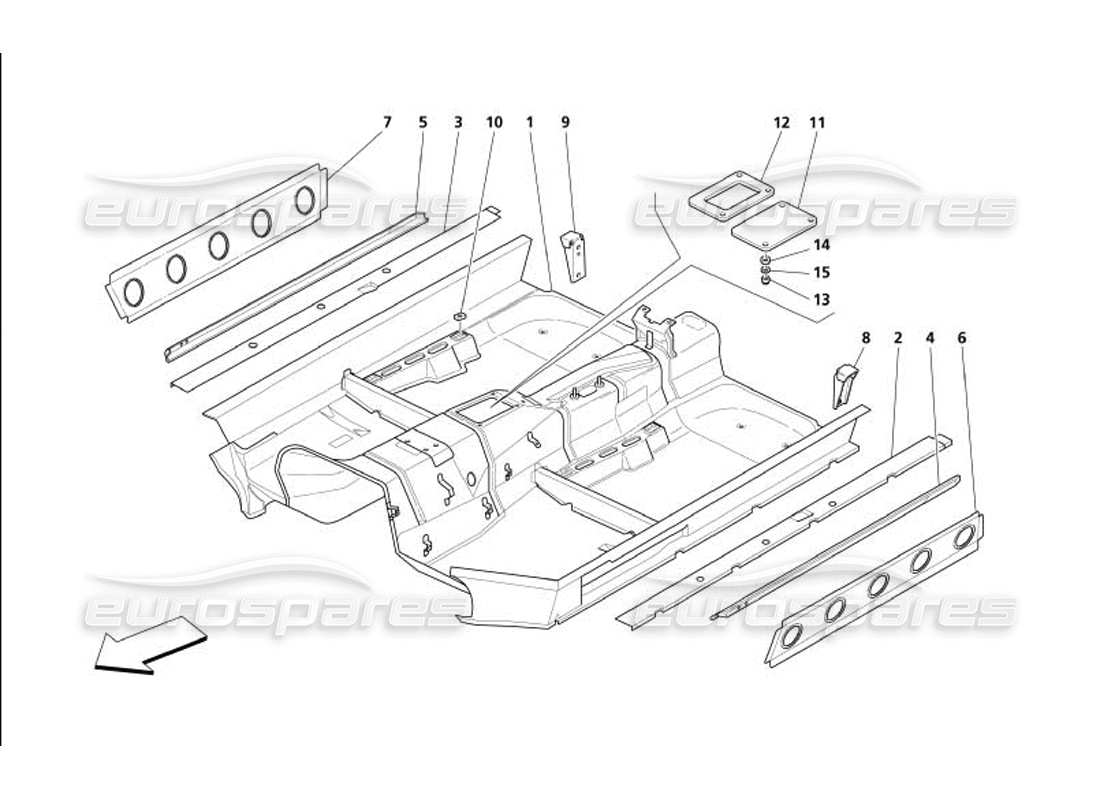 maserati 4200 gransport (2005) teilediagramm der zentralen struktur