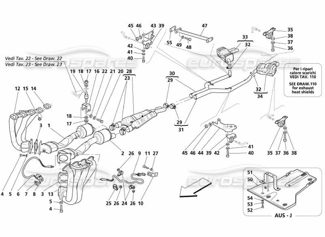 maserati 4200 spyder (2005) auspuffanlage teilediagramm