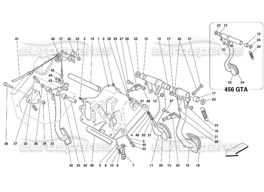 ferrari 456 gt/gta pedale und gaspedalsteuerung - nicht für gd-teilediagramm