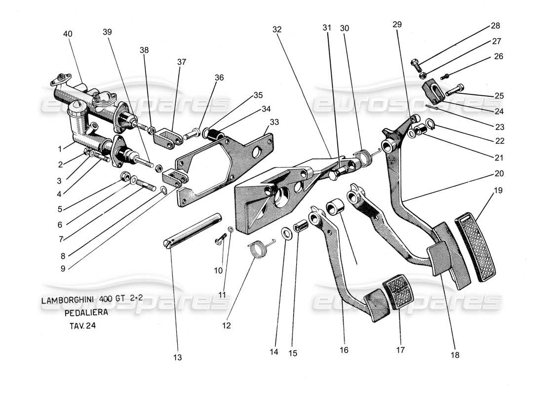 lamborghini 400 gt pedalbox-teilediagramm