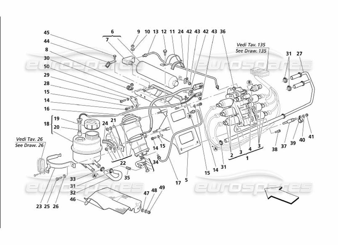 maserati 4200 coupe (2005) antriebseinheit und tank - gültig für f1- ersatzteildiagramm