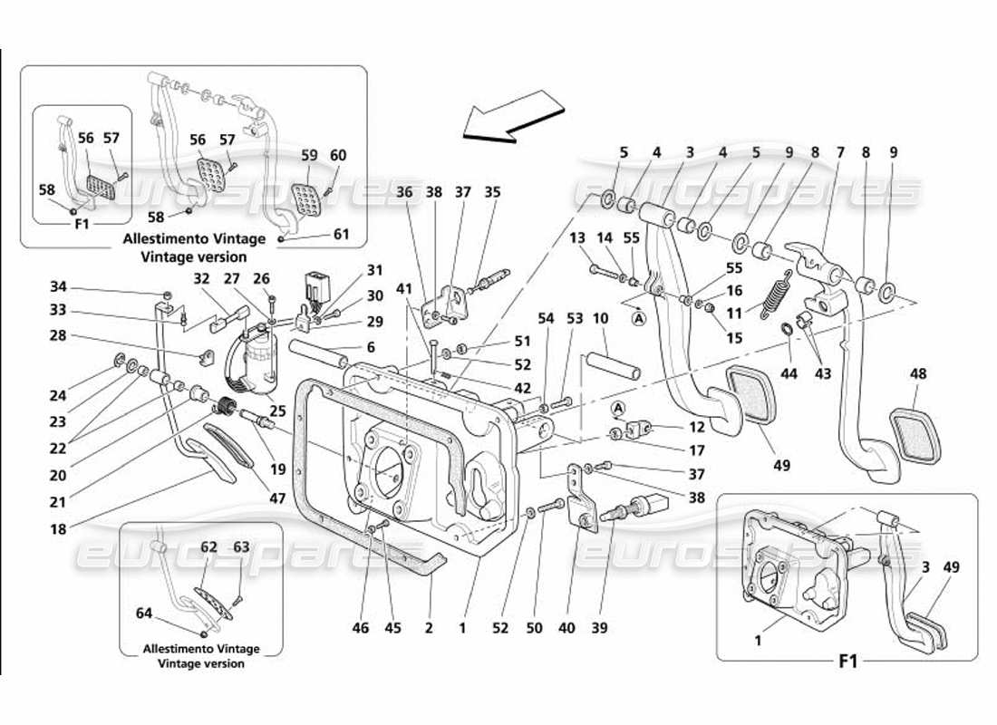 maserati 4200 coupe (2005) pedale und elektronische beschleunigungssteuerung - gültig für gd - teilediagramm
