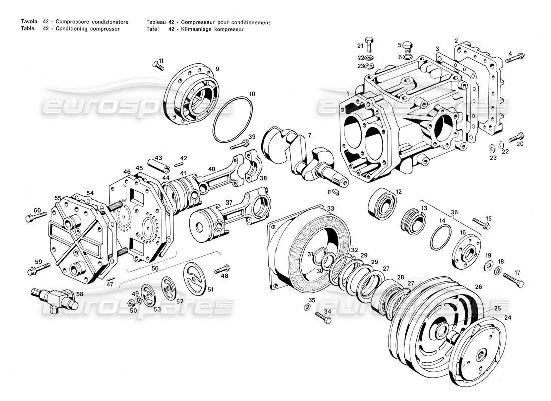 maserati merak 3.0 conditioning compressor part diagram