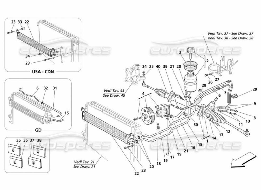 maserati 4200 spyder (2005) lenkgetriebe-teilediagramm