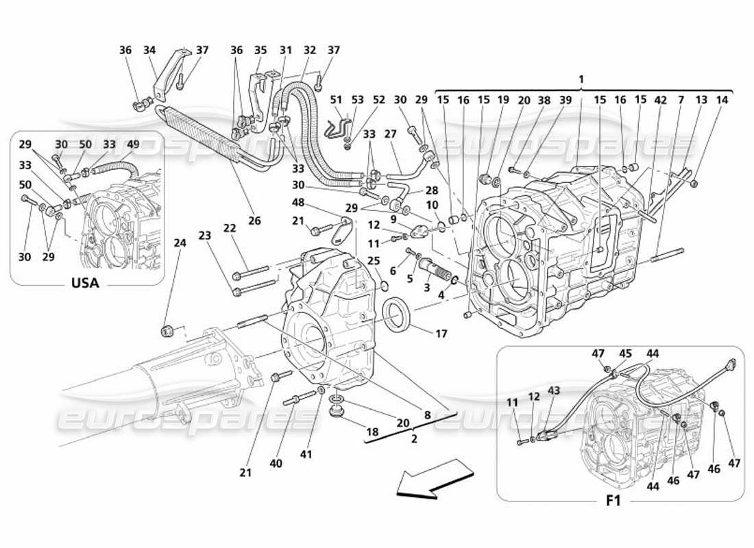 maserati 4200 coupe (2005) getriebe - abdeckung - teilediagramm für getriebeölkühler