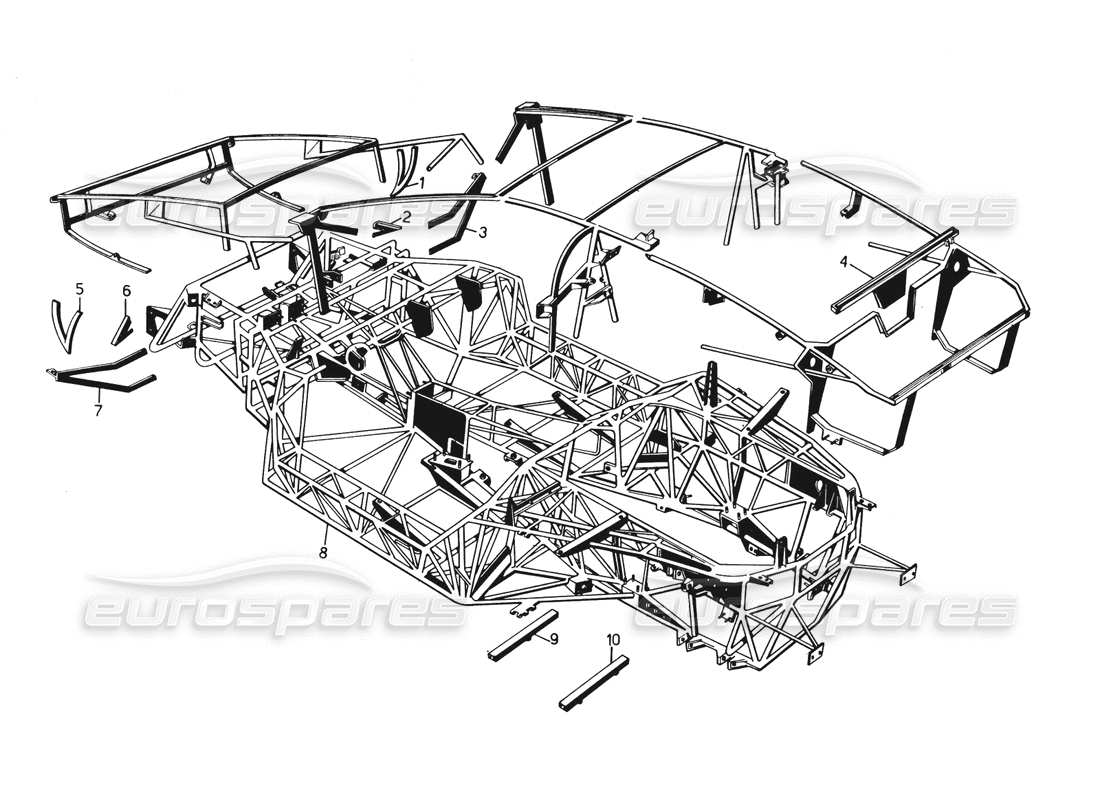 lamborghini countach 5000 qvi (1989) fahrgestell-teilediagramm