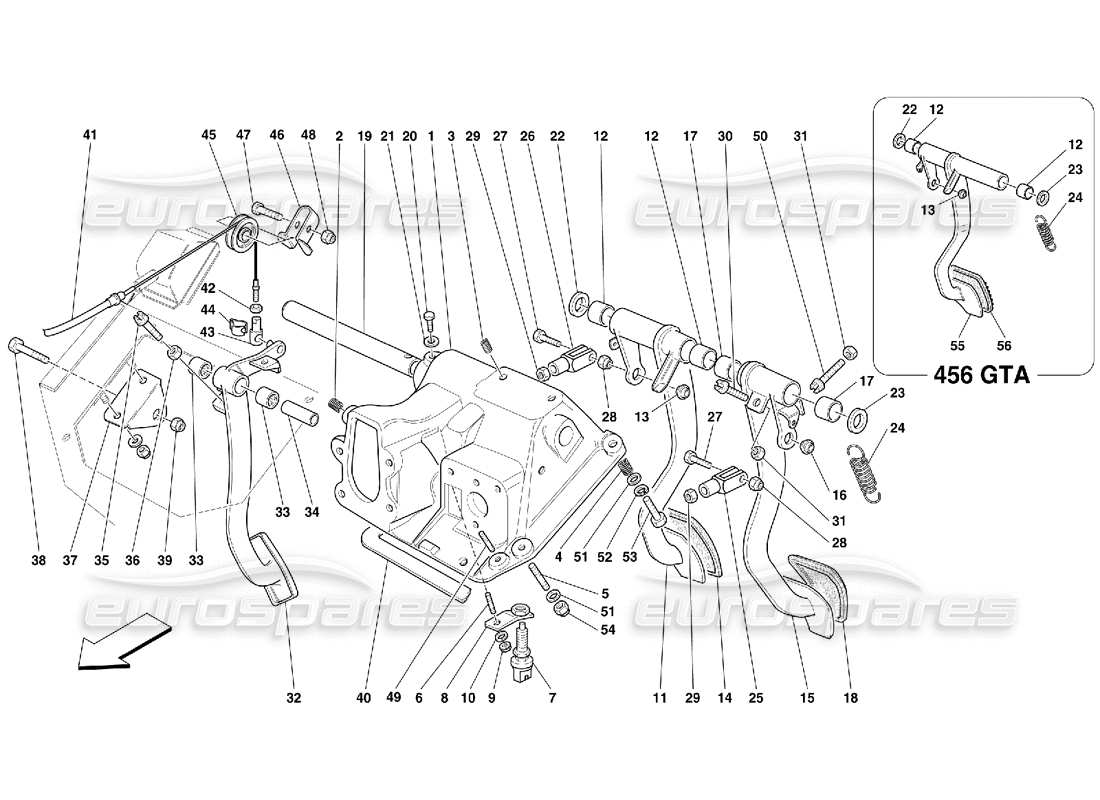 ferrari 456 gt/gta pedale und gaspedalsteuerung - gültig für gd-teilediagramm